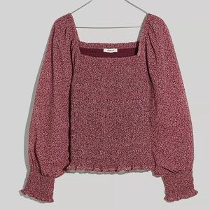 Madewell Bubble-Sleeve Smocked Top